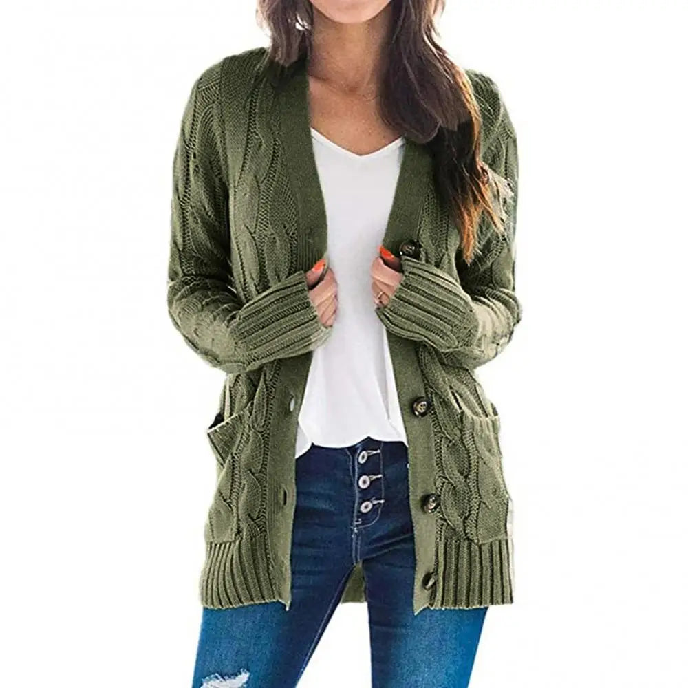 Women's Everyday Knitted Button Up Long Sleeve Casual Cardigan, for Anytime You are Chilly.
