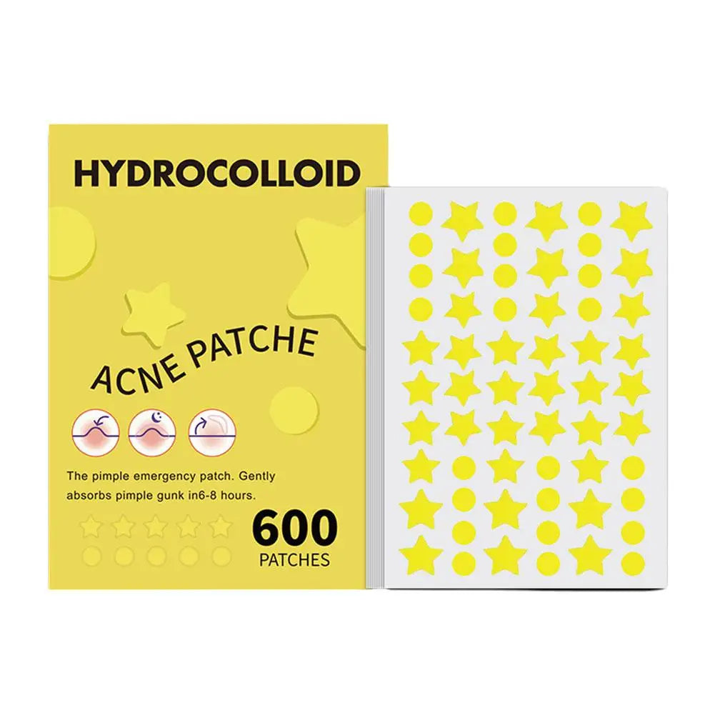 "600 Fun Star-Shaped Acne Patches – Gentle & Colorful Skincare for Teens"