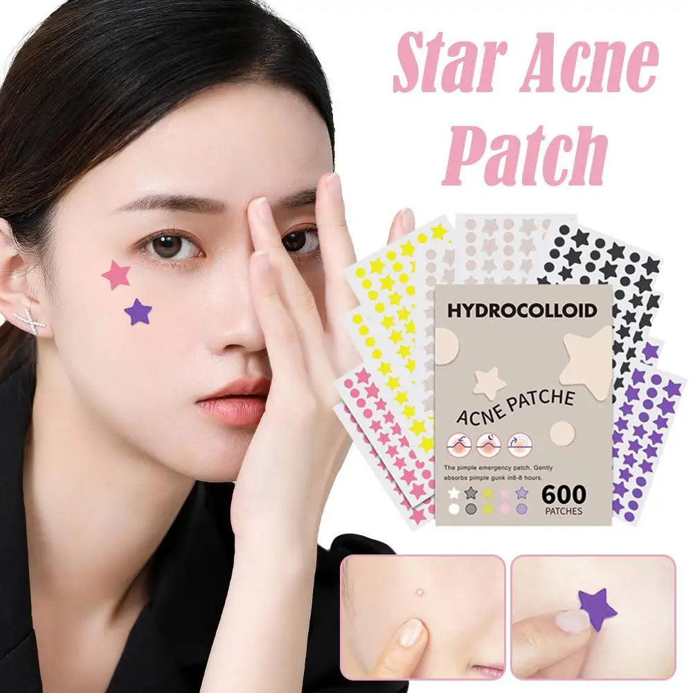 "600 Fun Star-Shaped Acne Patches – Gentle & Colorful Skincare for Teens"