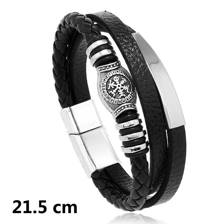 New Woven Leather Wrap Bracelet for Men with Jesus Cross Charm