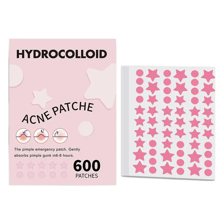 "600 Fun Star-Shaped Acne Patches – Gentle & Colorful Skincare for Teens"