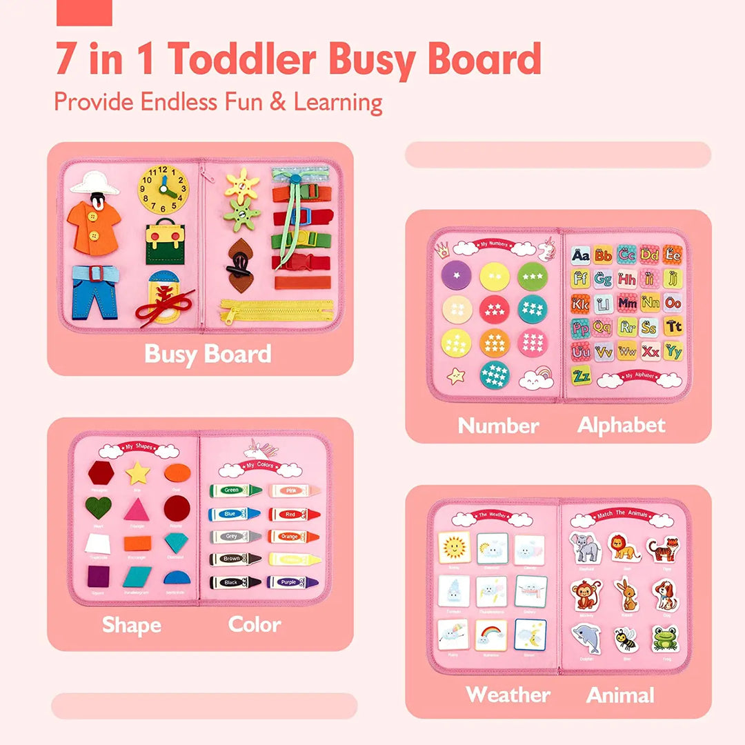 Montessori Busy Toddler Board, Autism Sensory, Educational Activity, Motor Skills, Life Skills Learning Toys for Kids