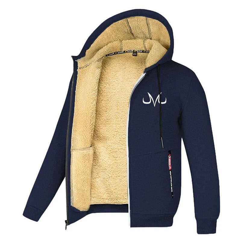 Print Sherpa Fleece Lined Jackets for Men Winter Warm Plush Coats with Zipper Pockets Zip Up Hoodie Sweatshirt Outwear Outfits