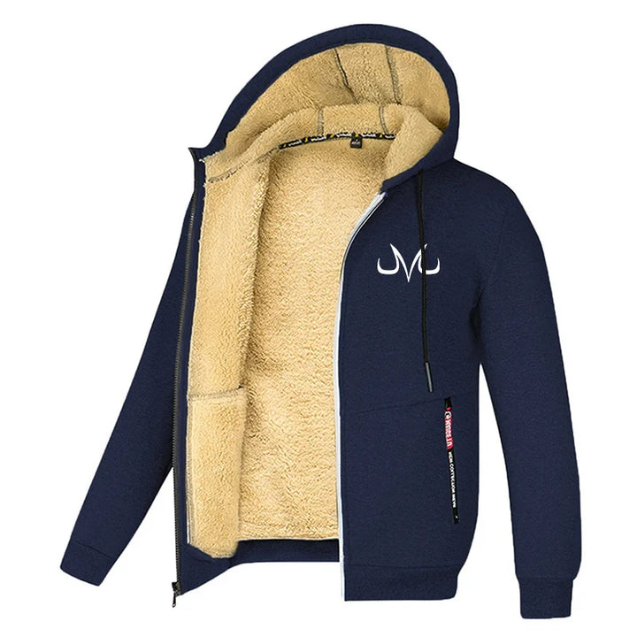 Print Sherpa Fleece Lined Jackets for Men Winter Warm Plush Coats with Zipper Pockets Zip Up Hoodie Sweatshirt Outwear Outfits