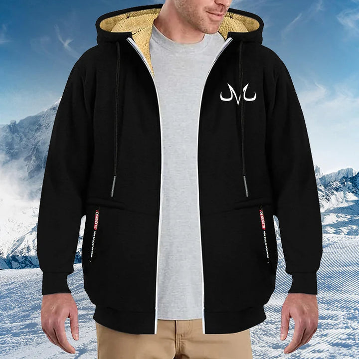 Print Sherpa Fleece Lined Jackets for Men Winter Warm Plush Coats with Zipper Pockets Zip Up Hoodie Sweatshirt Outwear Outfits