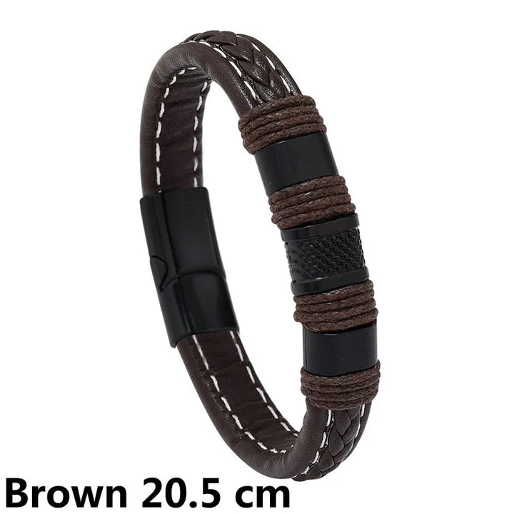 New Woven Leather Wrap Bracelet for Men with Jesus Cross Charm