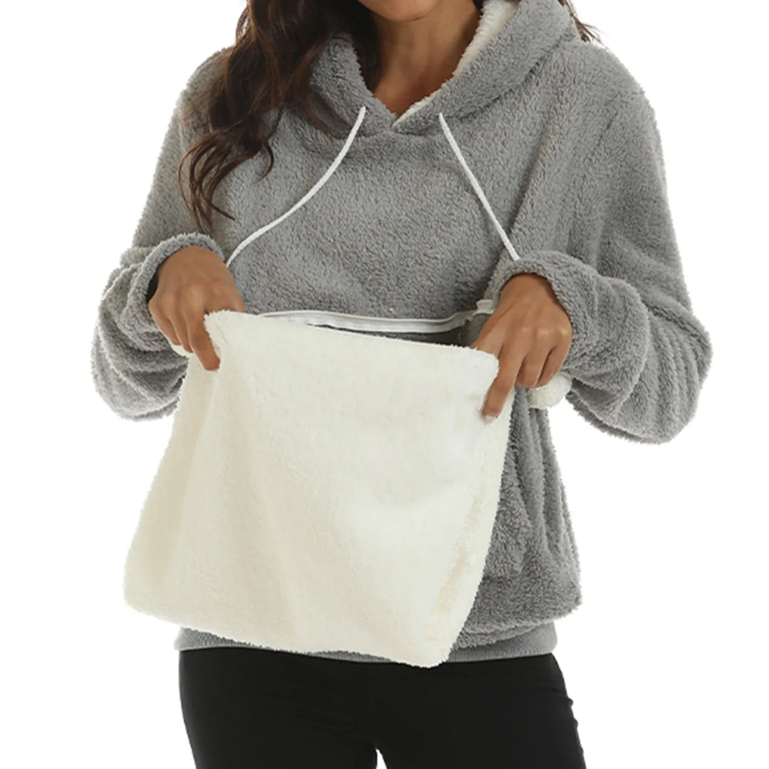 Pet Carrier Chest Pocket Hoodie for Women made of Soft Fleece for Comfort