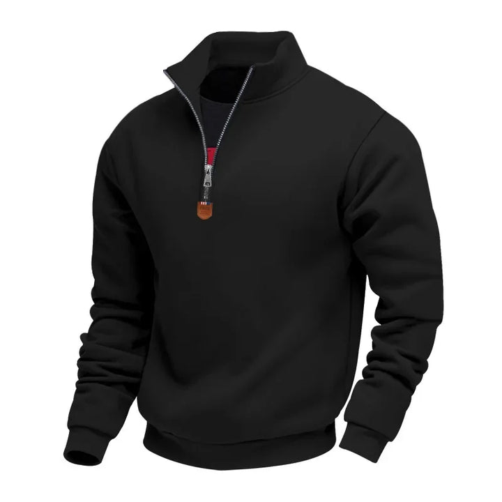Heavy Fleece Long-sleeved Men's Sweatshirt Half Zipper Loose Stand-up Collar Pullover