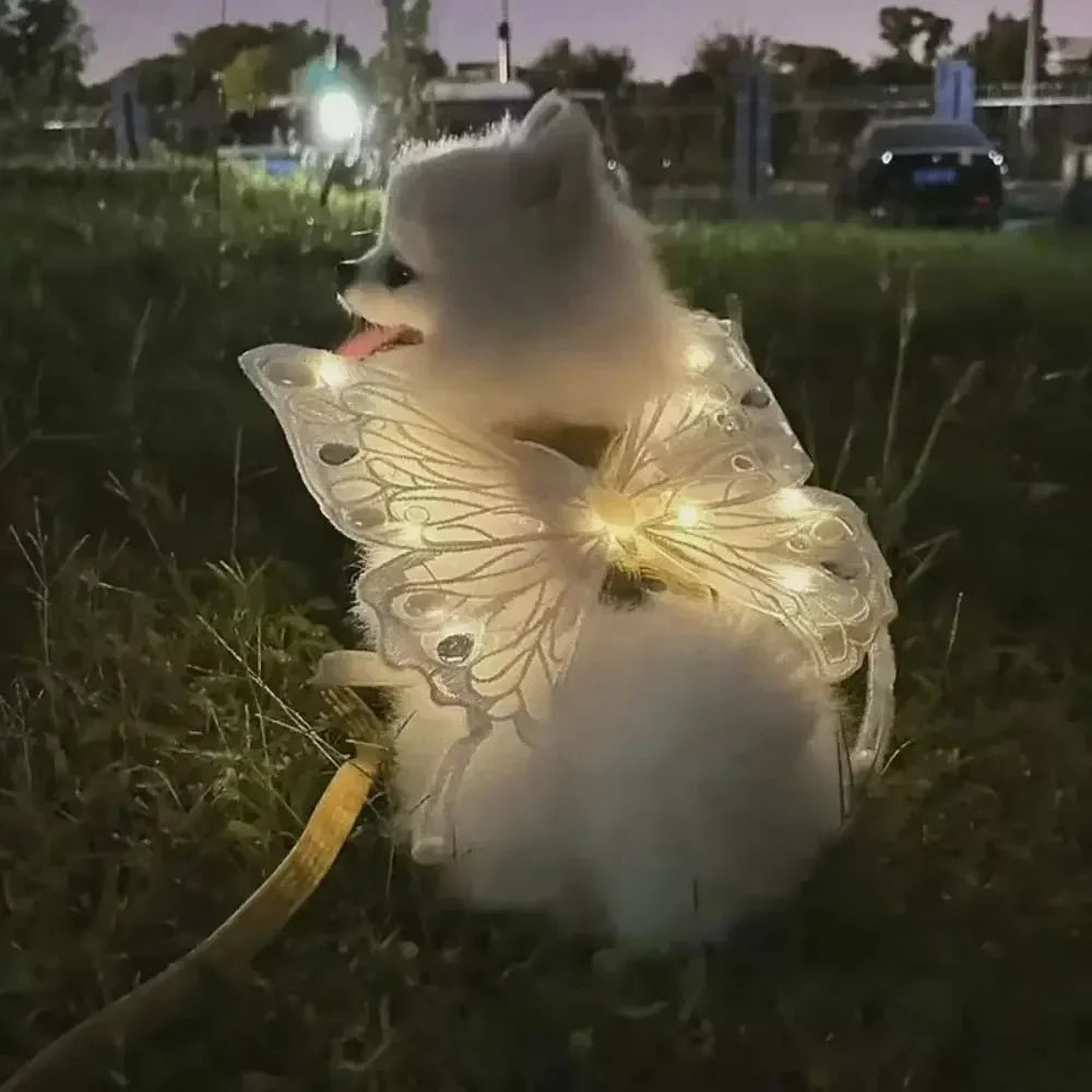 Dog Wings Glowing Butterfly Back Decoration Creative Cute Pet Accessories Dog Clothes for Small Medium Accessory Cat Supplies