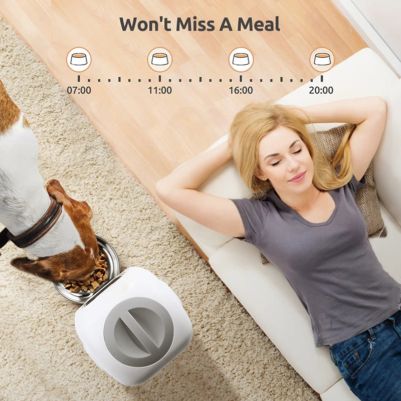 "Smart 3.5L Automatic Pet Food Feeder with Timed Meals, Voice Recording, & Spill-Proof Design – Perfect for Busy Pet Owners!"