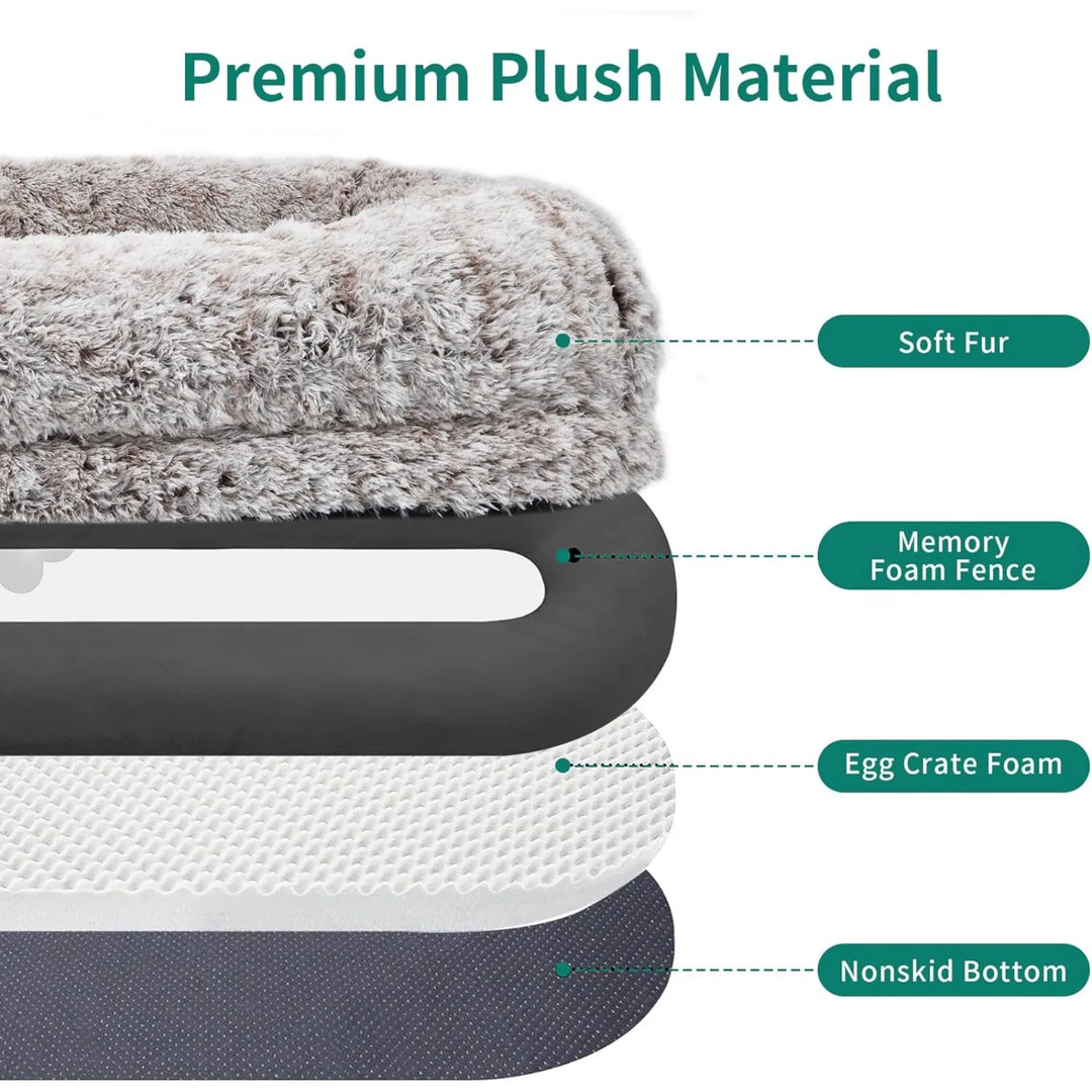 Extra-Large Dog Bed, 78"x43" Made of Memory Foam for Ultimate Comfort Comes with Fur Blanket and Pillow