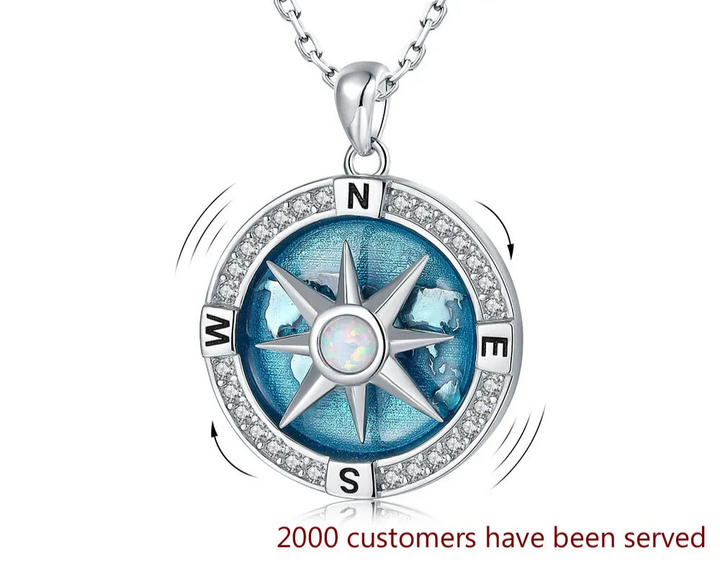 Sterling Silver Compass Necklace w/ Inspirational Message for Women or Men