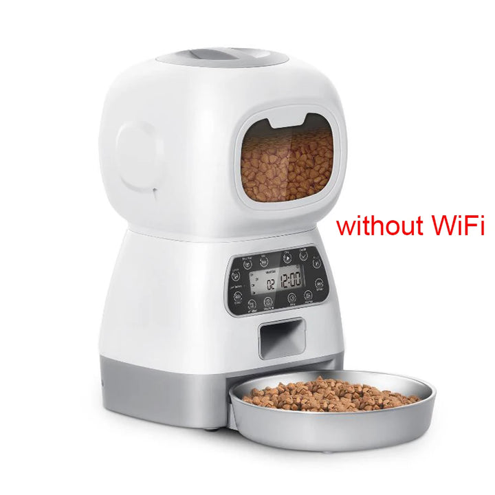 "Smart 3.5L Automatic Pet Food Feeder with Timed Meals, Voice Recording, & Spill-Proof Design – Perfect for Busy Pet Owners!"