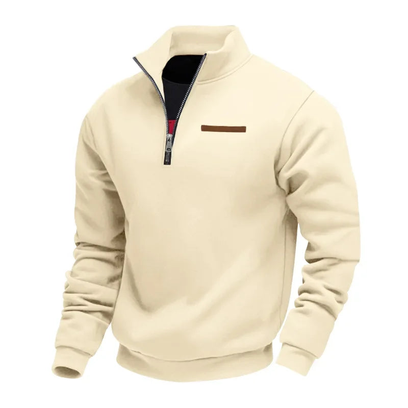 Heavy Fleece Long-sleeved Men's Sweatshirt Half Zipper Loose Stand-up Collar Pullover