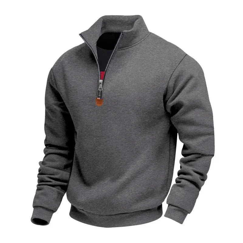 Heavy Fleece Long-sleeved Men's Sweatshirt Half Zipper Loose Stand-up Collar Pullover