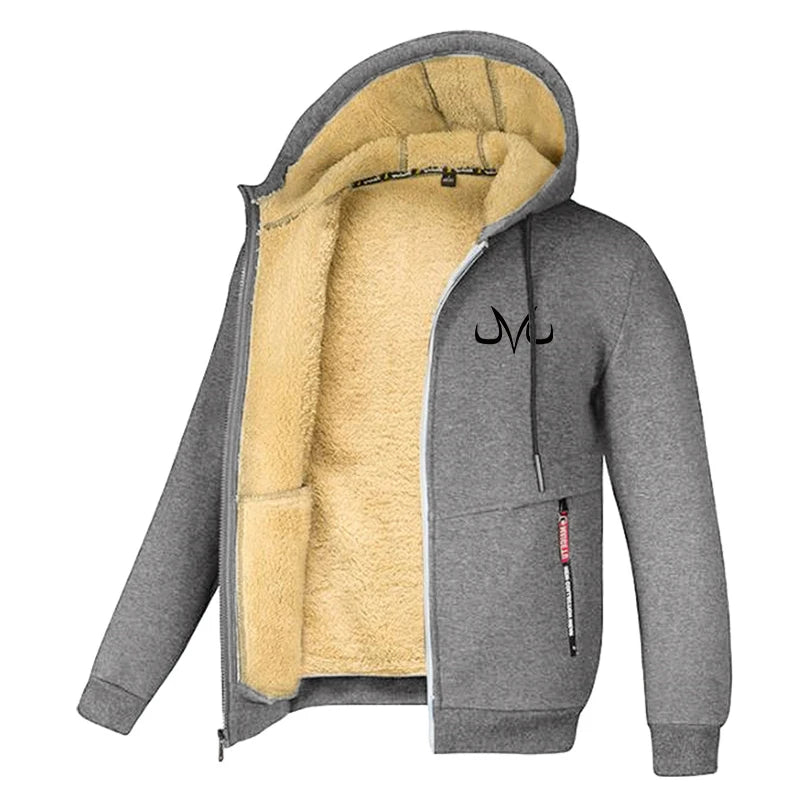 Print Sherpa Fleece Lined Jackets for Men Winter Warm Plush Coats with Zipper Pockets Zip Up Hoodie Sweatshirt Outwear Outfits