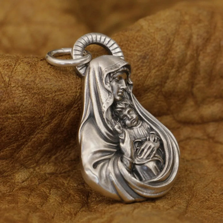 Protection from Virgin Mary Faith Base Charm Pendant Necklace of Grace Jewelry- 925 Sterling Silver - S/L