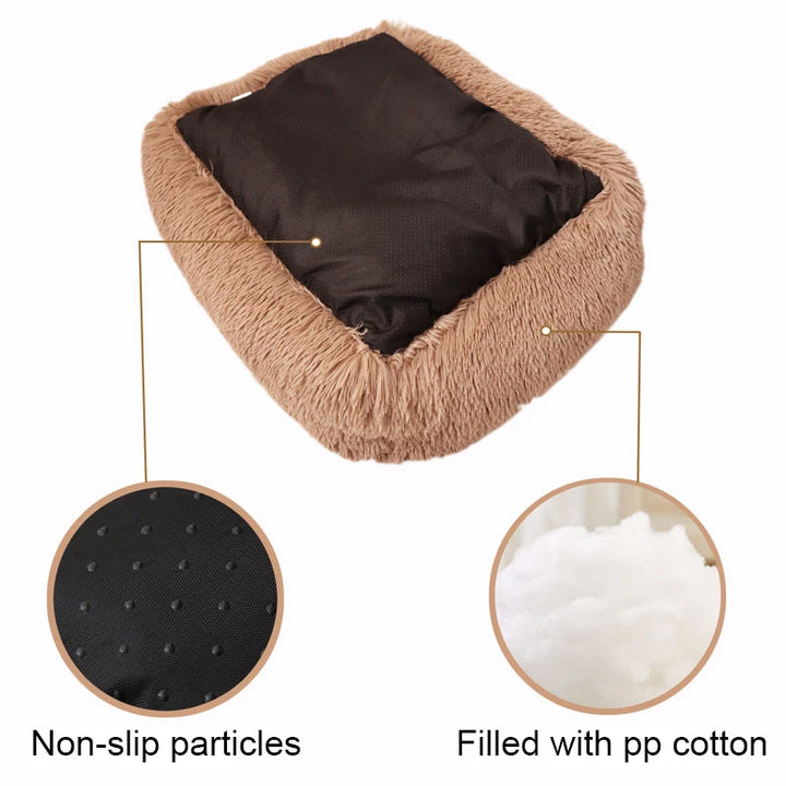 "Cozy Rectangle Plush Dog Bed – Warm Winter Mat for Dogs & Cats of All Sizes"