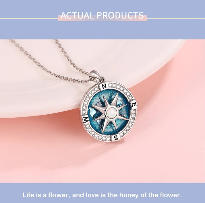 🧭 Sterling Silver Spinning Compass Necklace – Navigate Life in Style
