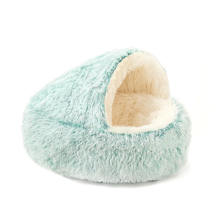 Plush Round Cushioned Nesting Pet Bed Cave for Cats or Small Dogs - 3 Sizes to Choose From