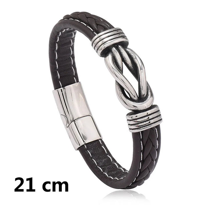 New Woven Leather Wrap Bracelet for Men with Jesus Cross Charm