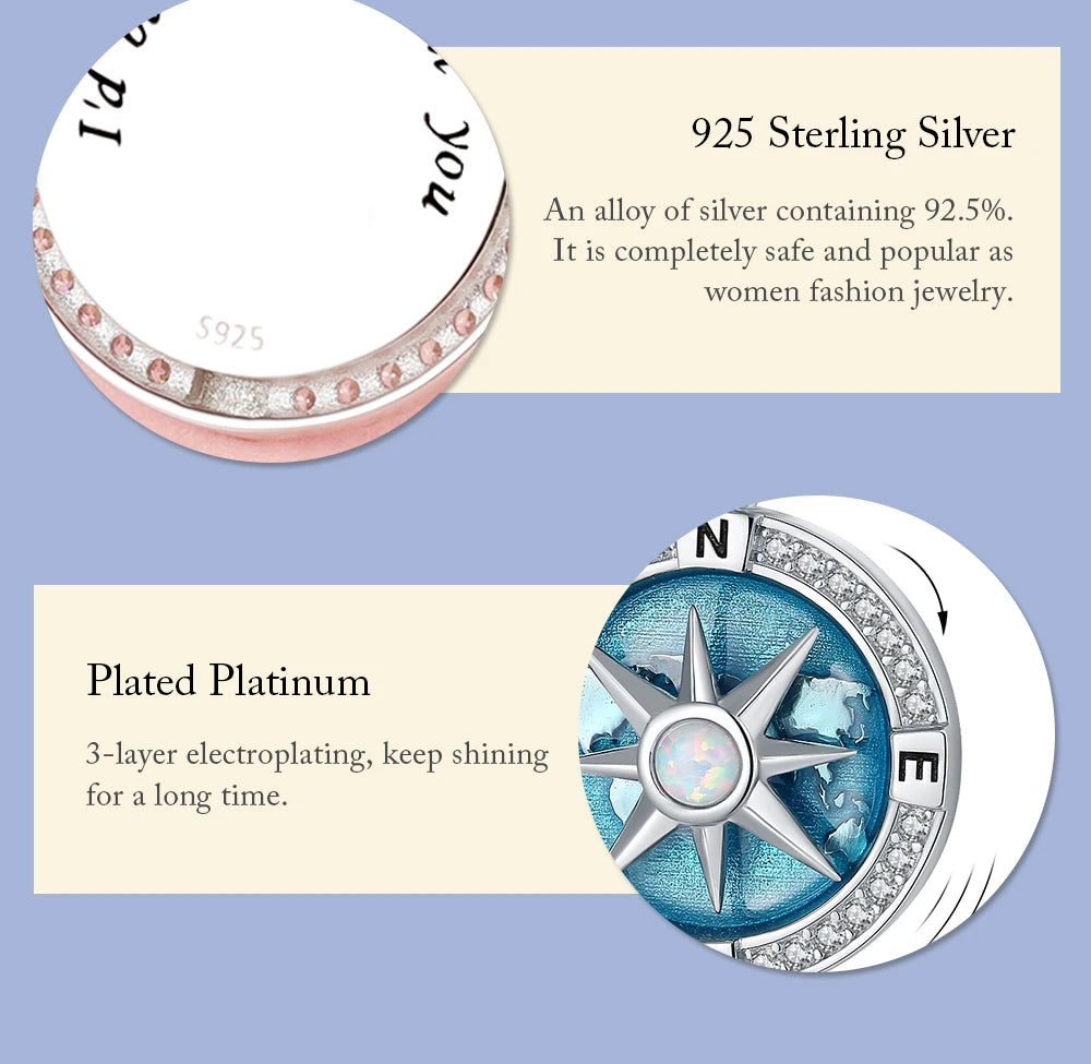 🧭 Sterling Silver Spinning Compass Necklace – Navigate Life in Style