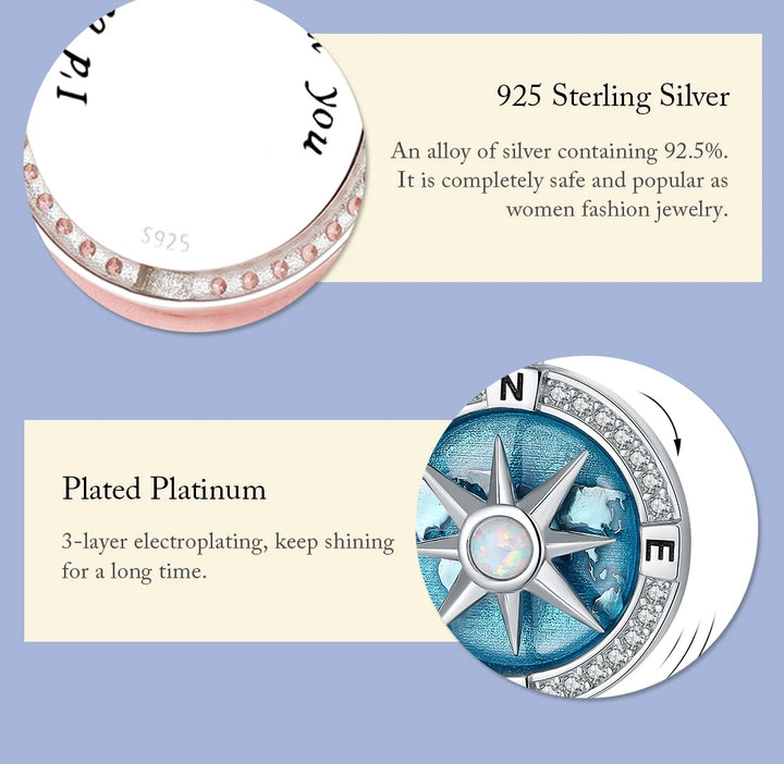 🧭 Sterling Silver Spinning Compass Necklace – Navigate Life in Style