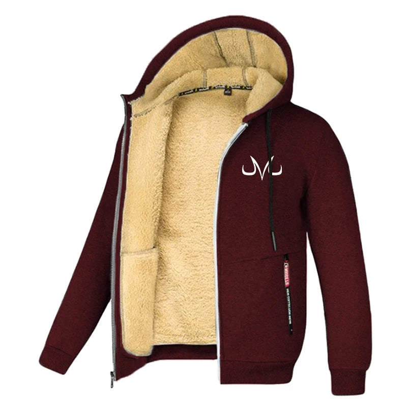 Print Sherpa Fleece Lined Jackets for Men Winter Warm Plush Coats with Zipper Pockets Zip Up Hoodie Sweatshirt Outwear Outfits