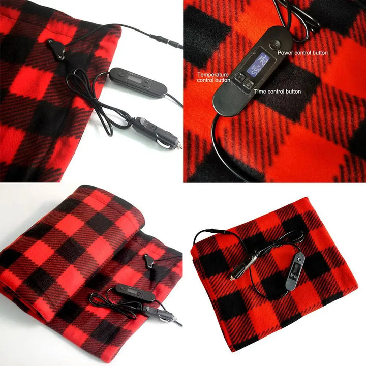 Fleece Car Heating Blanket, 12V, Plug into Lighter, with ON/OFF Switch.