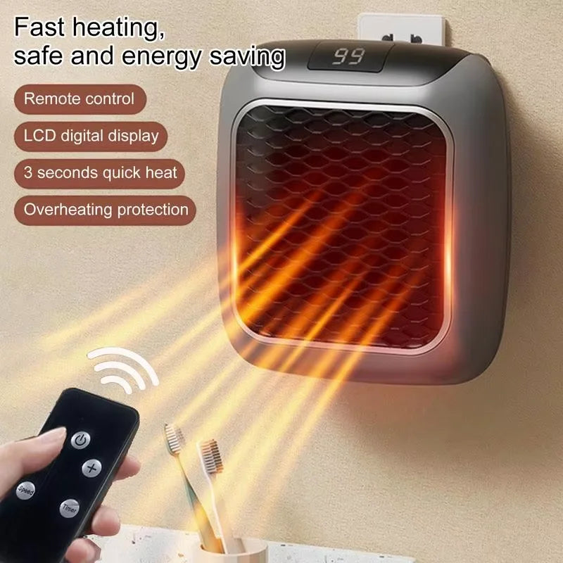 Compact and Powerful 800W PTC Ceramic Heater with Remote Control - Keep Small Spaces Warm - US Plug