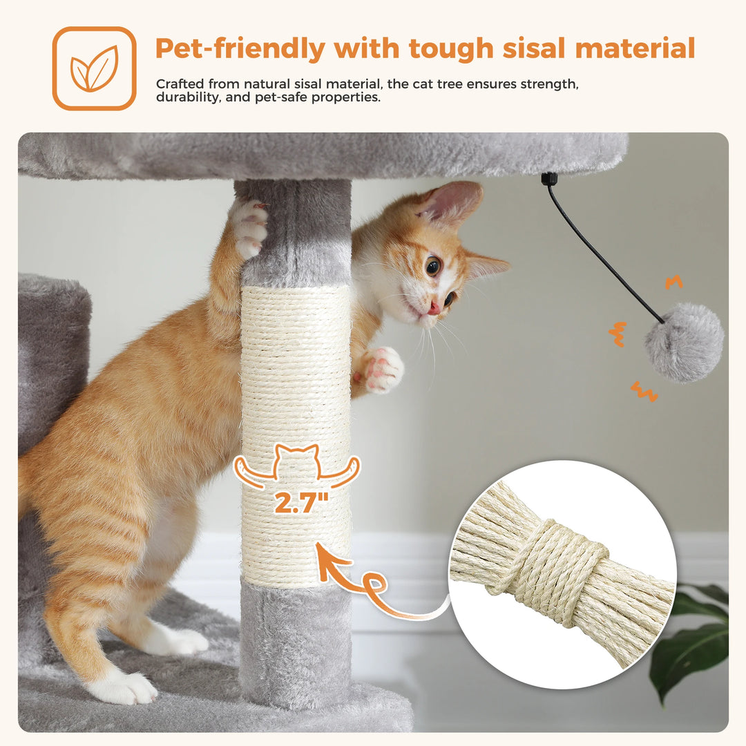 Tall Cat Tree Tower for Indoor Cats, Multi-Level Plush Cat Condo w/ Scratching Posts and Beds