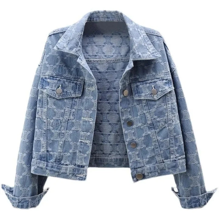 New Spring 2026 Women's Denim Jacket - Embroidery Jacquard Ladies Outerwear