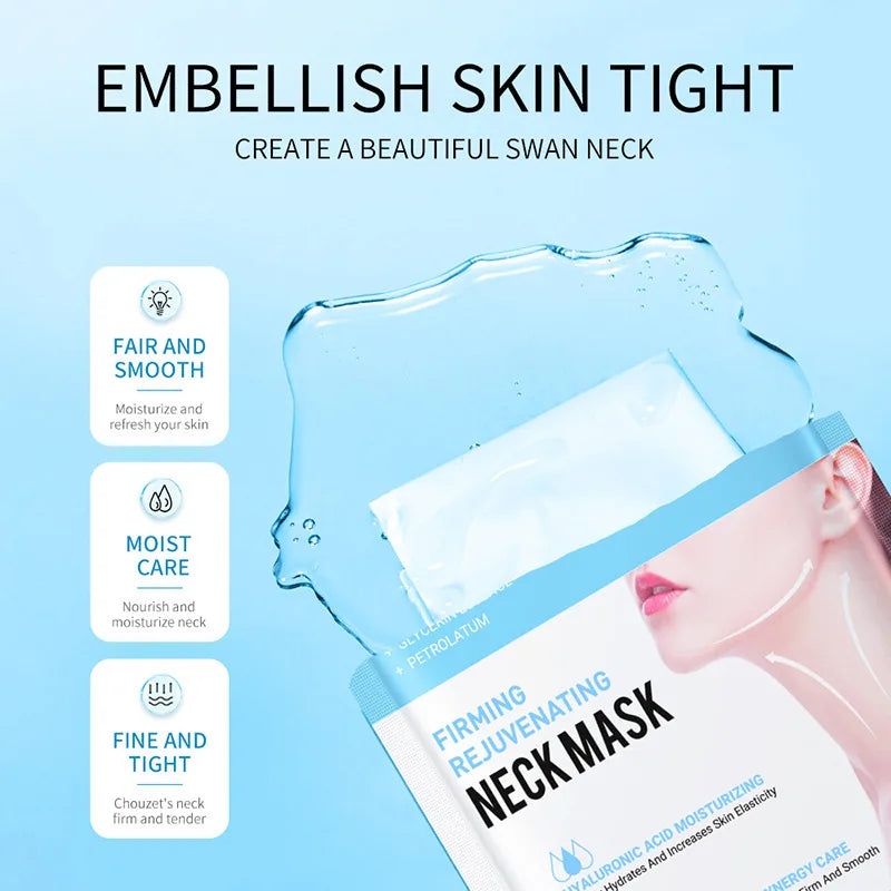 10pcs Hyaluronic Acid Collagen Firming Neck Mask for Nourishing Brightening Beautifying Moisturizing Neck Skin