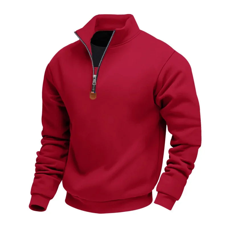 Heavy Fleece Long-sleeved Men's Sweatshirt Half Zipper Loose Stand-up Collar Pullover
