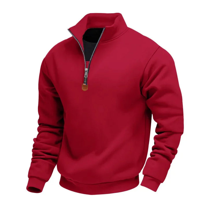 Heavy Fleece Long-sleeved Men's Sweatshirt Half Zipper Loose Stand-up Collar Pullover