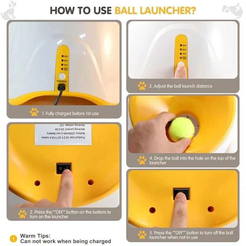 Small Dog Mini Tennis Ball Launcher - Perfect Indoor or Outdoor Interaction Fun - USB-Rechargeable