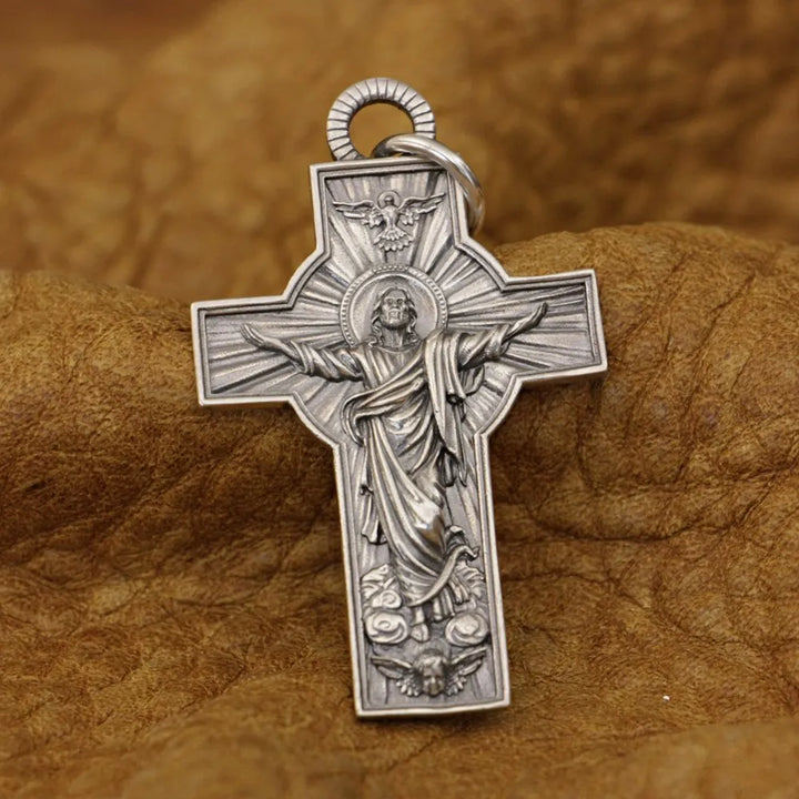 LINSION 925 Sterling Silver Jesus Christ Cross Pendant Charms Good Detail Pendant TA341