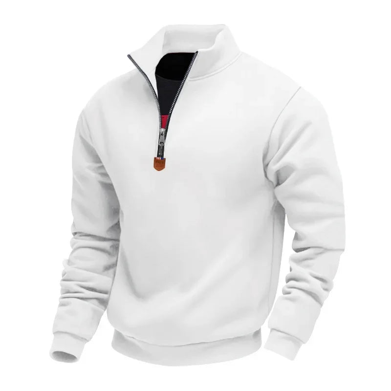 Heavy Fleece Long-sleeved Men's Sweatshirt Half Zipper Loose Stand-up Collar Pullover