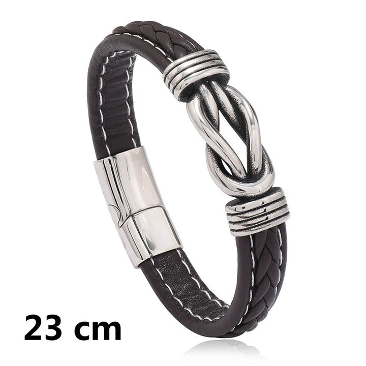 New Woven Leather Wrap Bracelet for Men with Jesus Cross Charm