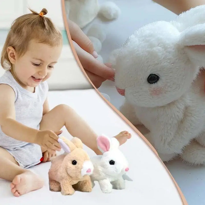 Hopping Easter Bunny Realistic Simulated Rabbit Doll Electronic Toy Jumping Twitching Nose Wiggling Ears Interactive Plush Toy