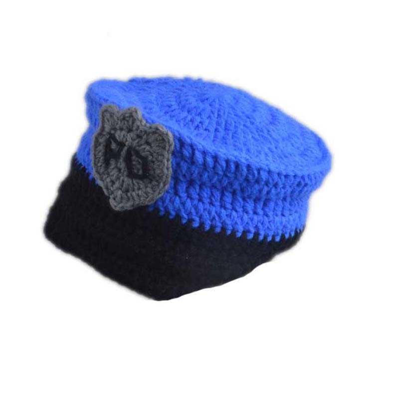 Newborn Photo Props Crochet Police Outfit