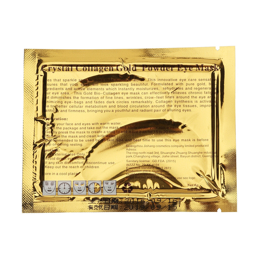 Gold Crystal Eye Mask Patch Beauty Care (30pcs=15packs)