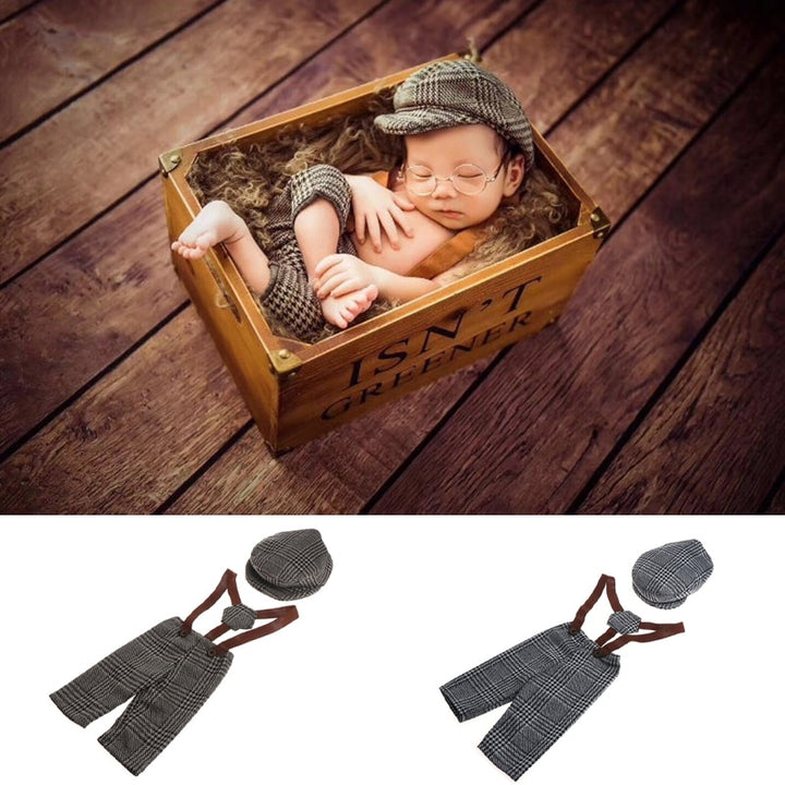 Photo Prop Clothing Set for Newborn Boys, Paper Boy Look & Glasses.