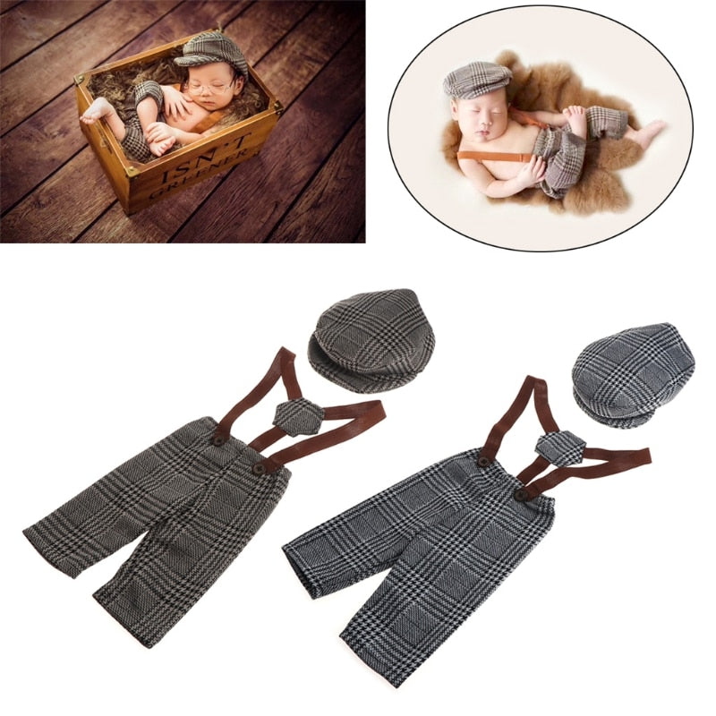 Photo Prop Clothing Set for Newborn Boys, Paper Boy Look & Glasses.